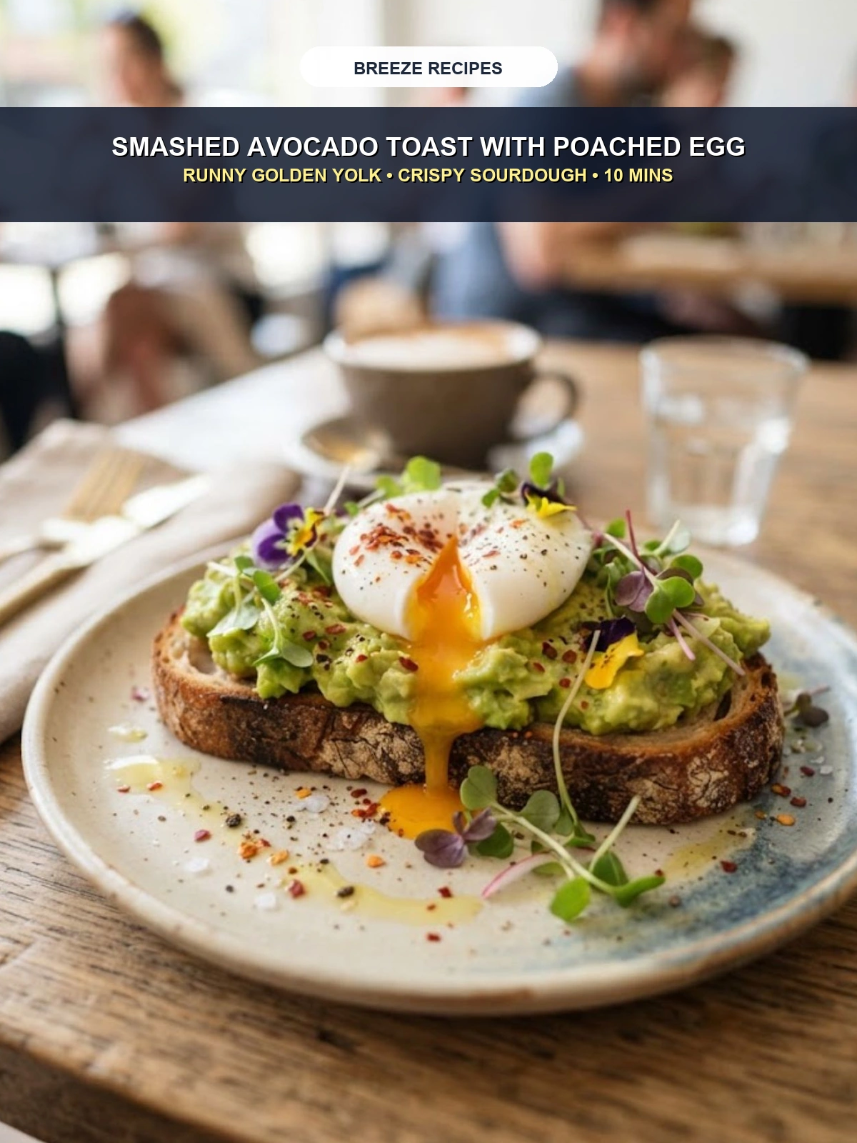 Pinterest 3:4 Pin - 10-Minute Smashed Avocado Toast with Poached Egg