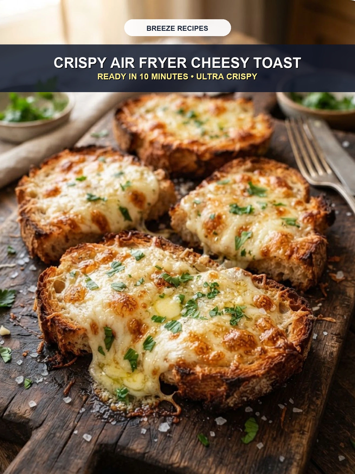 Pinterest 3:4 Pin - 10-Minute Cheesy Air Fryer Garlic Toast
