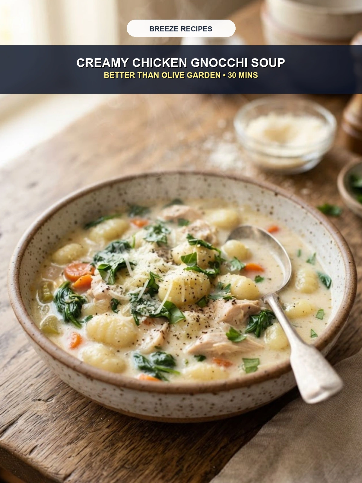 Pinterest 3:4 Pin - Creamy Chicken Gnocchi Soup Better Than Olive Garden in 30 Minutes