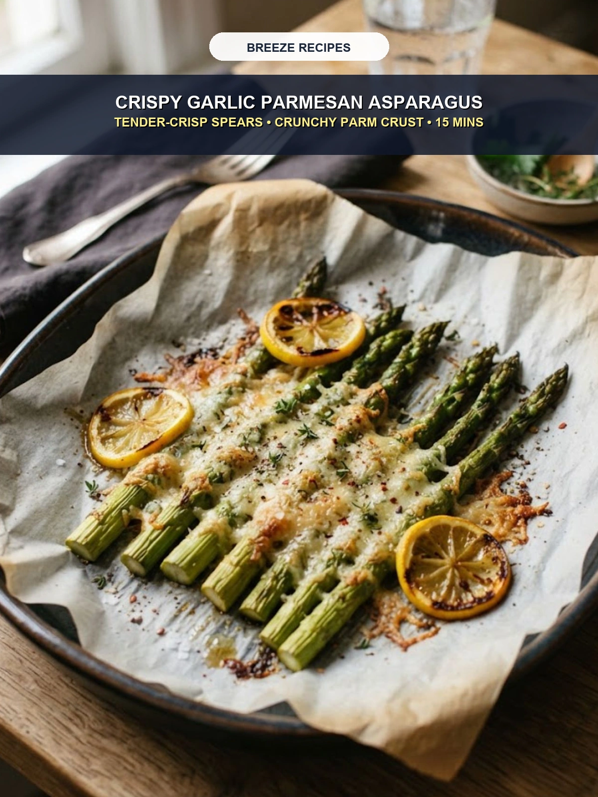 Pinterest 3:4 Pin - Crispy Garlic Parmesan Roasted Asparagus