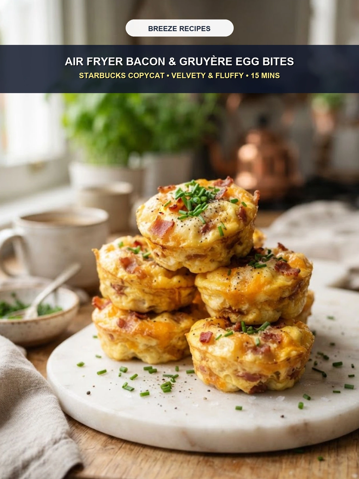 Pinterest 3:4 Pin - Air Fryer Bacon and Gruyère Egg Bites