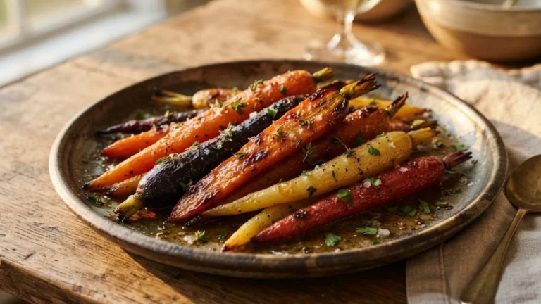 Honey Glazed Roasted Rainbow Carrots with Fresh Thyme