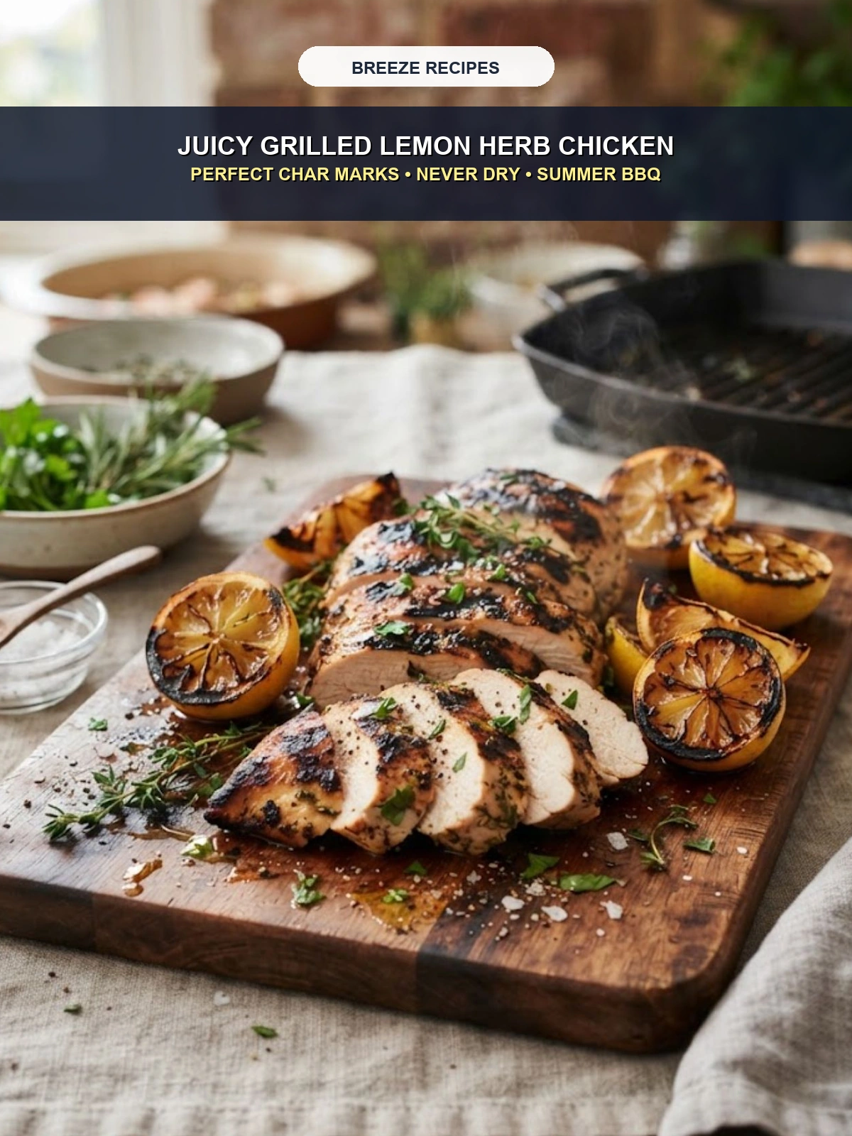 Pinterest 3:4 Pin - Juicy Grilled Lemon Herb Chicken Breasts