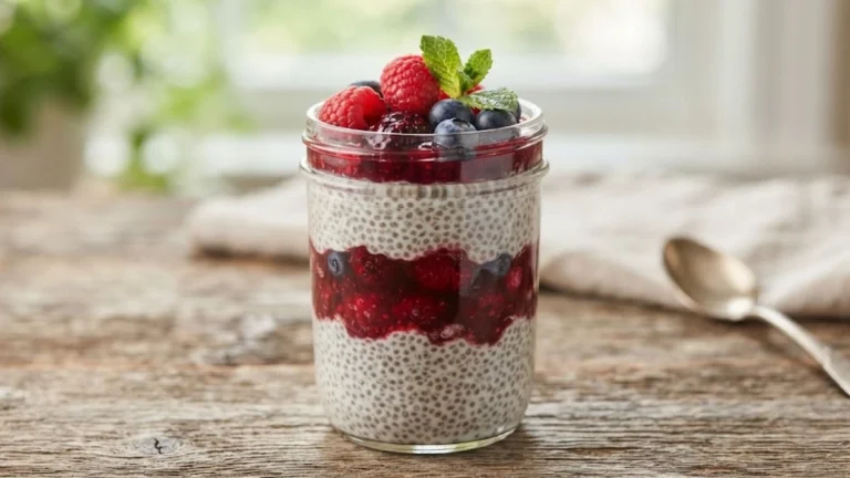 Overnight Chia Seed Pudding with Berry Compote