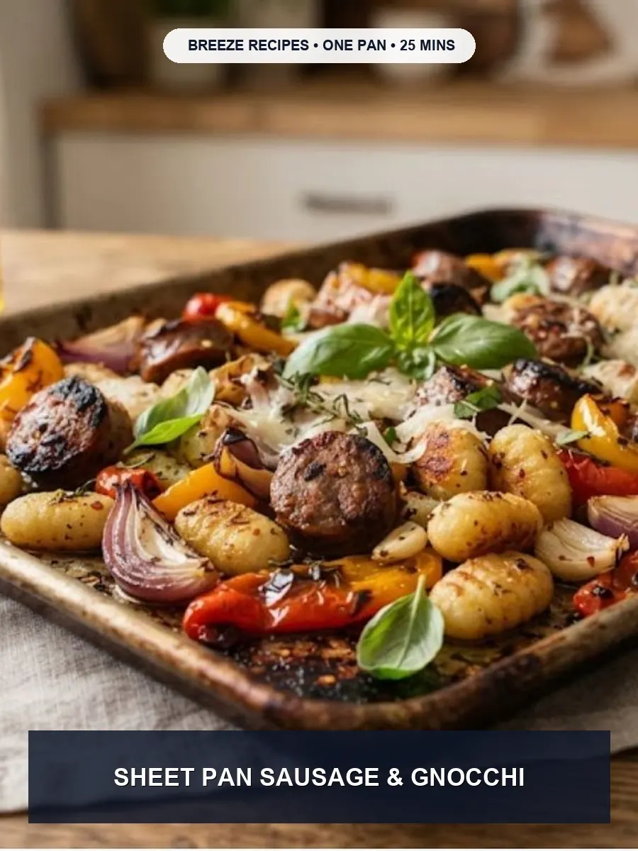 Pinterest 3:4 Pin - 25-Minute Sheet Pan Sausage, Peppers, and Crispy Gnocchi
